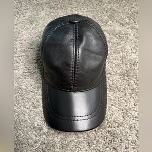 Black Leather Baseball Cap